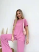 Жіночий літній прогулянковий костюм із крепу (футболка + брюки) Uaclothes 50-52 Рожевий (like32033-122351358) - зображення 3