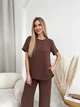 Жіночий літній прогулянковий костюм із крепу (футболка + брюки) Uaclothes 50-52 Коричневий (like32038-122401358) - зображення 2