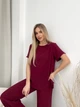 Жіночий літній прогулянковий костюм із крепу (футболка + брюки) Uaclothes 50-52 Бордовий (like32036-122381358) - зображення 2