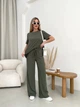 Жіночий літній прогулянковий костюм із крепу (футболка + брюки) Uaclothes 54-56 Хакі (like32026-122281359) - изображение 1