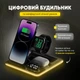 Беспроводная зарядная док станция 5в1 докстанция с часами для iPhone зарядка на айфон эпл вотч AirPods iWatch настольный держатель для телефона c LED подсветкой Silver LEXEGO A93-S - изображение 5