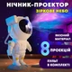 Лазерный ночник-проектор звездного неба Астронавт светильник с пультом, Космонавт проектор лазерной галактики - изображение 1