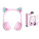 Наушники кошачьи ушки HOCO W27 Cat Ear Bluetooth с RGB подсветкой, микрофоном и MicroSD Розовые с серым - изображение 4