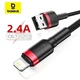 Кабель Baseus Cafule Cable USB For Lightning 2.4A 1m CALKLF-B19 Black+Red - изображение 1