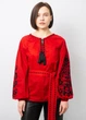 Вышиванка Narodnyy Butik Женская вышиванка рукав бохо красный черная вышивка хлопок Красная 1041.1 52 - изображение 5