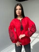 Вышиванка Narodnyy Butik Женская вышиванка рукав бохо красный черная вышивка хлопок Красная 1041.1 52 - изображение 11
