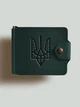 Зажим для денег Turtle Comfort с тиснением Герб УНР "острый" с монетницей из натуральной кожи Crazy Horse Зеленый - изображение 1