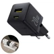 Мережевий зарядний пристрій Baseus Palm Fast Charger 20 W 1*USB QC 3.0 1*Type-C PD3.0 Black (P10111608113-00) - зображення 1