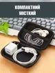Жесткий защитный футляр для наушников и полезных мелочей с 2-мя отделениями и влагостойкой поверхностью EVA полиэстер 12х4х8.5 см черный (CCM-008) - изображение 3