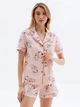 Женская хлопковая пижама с принтом, рубашка на пуговицах с коротким рукавом и короткие шортики Роксана бежевая M - изображение 1