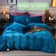 Велюровое постельное белье Евро KOLOCO Monika (41058) Синий - изображение 5