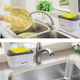 Дозатор для мийного засобу натискний з мочалкою Soap Pump, універсальний насосний органайзер-контейнер для рідкого мила і миючого для посуду, компактний економний диспенсер з губкою для кухні Біло-сірий, SP-001 - зображення 5