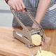 Картоплерізка ручна металева для картоплі фрі з 2 насадками Potato Chipper Professional, подрібнювач для овочів і фруктів з нержавіючої сталі, з лезами 9 мм і 12 мм, овочерізка для дому та кухні DNA-498-Silver - зображення 2