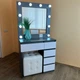 Косметический столик с зеркалом и LED подсветкой, 5 ящиков, ЛАМПЫ В КОМПЛЕКТЕ, 160*80*40см, графит фасад белый, MirrorRika - изображение 4