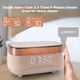 Цифровой будильник PRIBUY с беспроводным зарядным устройством, динамиком Bluetooth, двойной будильник, прикроватная лампа. Розовый - изображение 6