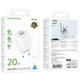 Блочок Borofone BA93A Lustrous PD20W/QC3.0 з двома виходами 1USB-A/1Type-C, набір з кабелем Type-C to Type-C White - зображення 5