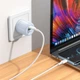 Блочок Borofone BA93A Lustrous PD20W/QC3.0 з двома виходами 1USB-A/1Type-C, набір з кабелем Type-C to Lightning Blue - зображення 3