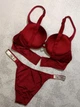 Комплект білизни (бюстгальтер + трусики-бразиліана) жіночий Victoria's Secret 80C бордовий (8030) - зображення 2