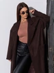 Пальто осеннее длинное женское ISSA PLUS 15046 S Темно-коричневое (issa2007682677542) - изображение 4