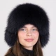 Зимняя меховая шапка ушанка из натурального меха песца Меховой Стиль Зимушка 54-60 Синий (407) - изображение 1