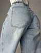 Джинсы женские Its Basic 3805 MEGA BAGGY jeans трендовые швы широкие клеш косые карманы длинные 36 голубые - изображение 4