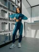 Спортивний велюровий костюм смарагдового кольору 28729 50/52 - зображення 3