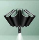 Парасолька 10 спиць зворотного складання реверсна автоматична Umbrella з LED ліхтариком та світловідбівною стрічкою Зелений - зображення 1
