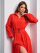 Платье-рубашка длинное осеннее женское ISSA PLUS 15008 2XL Красное (issa2007682671939) - изображение 4