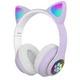 Бездротові навушники з котячими вушками та RGB підсвічуванням Cat VZV-23M Фіолетові - изображение 1