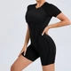 Комбинезон для фитнеса Lines черный L шортами и коротким рукавом - изображение 4