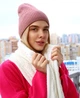 Шапка женская Fashion бини зимняя темно-пудровая - изображение 1