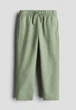 Брюки из смесового льна без застежки зеленые H&M 116см (400010520) - изображение 1
