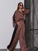 Костюм зі штанами і кофтою у стилі casual оверсайз домашній ISSA PLUS 15054 XL коричневий (issa2007682679188) - зображення 3