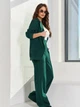 Костюм с брюками палаццо в стиле casual трикотажный свободного кроя молодежный с пиджаком ISSA PLUS 15072 S темно-зеленый (issa2007682684229) - изображение 3