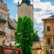 Постер Львов, Площадь Рынок, трамвай и фонтан, Lviv, A2 40×60 см (id2385) - изображение 2