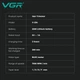 Тример для бороди і вусів з DLC і титановим покриттям лез VGR V-254 зі змінними насадками 1-7 мм Чорний - зображення 7