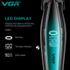 Триммер аккумуляторный VGR V-992 GREEN, 9000 RPM, 2000 mAh, 3 насадки, LED дисплей - изображение 6