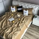 Покрывало для спальни на кровать диван велюровое, комплект покрывало с наволочками на кровать Бежевое (P-C5) - изображение 2