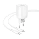 Мережевий зарядний пристрій Borofone BA93A Lustrous PD20W+QC3.0 (1USB-A/1C) + кабель Type-C to Lightning White - зображення 2