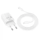 Мережевий зарядний пристрій МЗП Hoco N63 Gentle PD30W+QC3.0 (1USB-A/1C) + кабель Type-C to Lightning White - зображення 2