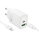 Мережевий зарядний пристрій МЗП Hoco N63 Gentle PD30W+QC3.0 (1USB-A/1C) + кабель Type-C to Lightning White - зображення 4