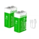 Акумулятори батарейки 6F22 Крона з USB TYPE-C 9V 1200mAh (Блістер 2 шт + кабель) (162140-2) - зображення 1