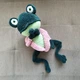 Іграшка жаба жабка в жакеті зелена вязана гачком ручна робота hand made - зображення 4
