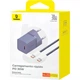 Сетевое зарядное устройство Baseus GaN5 Fast Charger(mini) 1C 30W + кабель Type-C to Type-C 100W 1m (P10110902523-00) Midnight Purple - изображение 4