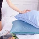 Подушка ортопедична MirSon Стружка Memory №4098 Delicate satin 0842 Light Blue Men 59х43х12 см (2200006423126) - зображення 6