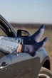 Носки с принтом цветные полосы высокие бесшовные дышащие качественные ORGANIC cotton черные JILL ANTONY 44-45 арт. 31012 - изображение 12