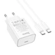 Зарядное устройство с быстрой зарядкой PD20W и кабелем Type-C 60W HOCO C143A Benefit |1Type-C, 1 м| Белый - изображение 4