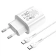 Комплект для быстрой зарядки Зарядное сетевое устройство Hoco N22 25W Type-C 3A QC3.0+PD3.0 + Кабель Type-C to Type-C 3A 1m White - изображение 5