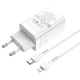 Комплект для швидкої зарядки Зарядний мережевий пристрій Hoco N23 45W 2Type-C 3A QC3.0+PD3.0 + Кабель Type-C to Lightning 3A 1m White - зображення 4