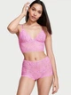 Мережевний комплект для сну Victoria's Secret Lacie Cropped Cami Boyshort Set S Рожевий (26474300) - изображение 1
